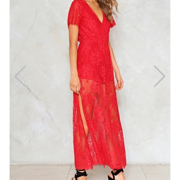 Nasty Gal Dresses & Skirts - NASTY GAL red lace romper maxi